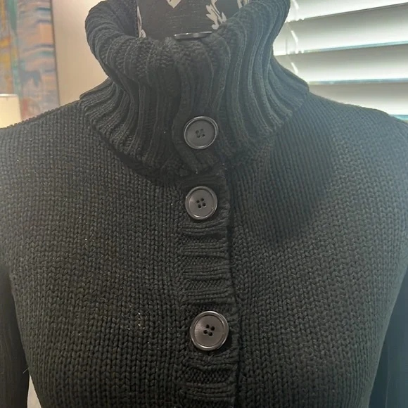 Black turtleneck cardigan sweater 6/8 - Picture 4 of 11